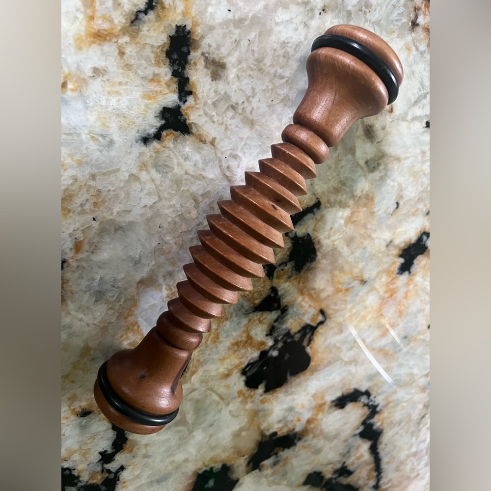 70s cherry Wood Foot Massage Roller Stress Relief pain acupressure tool natural